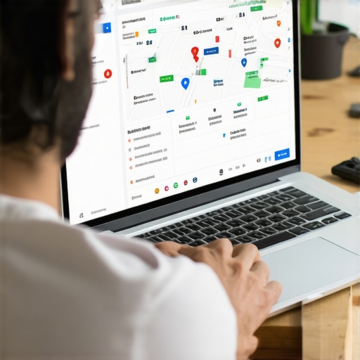 Business owner reviewing local SEO metrics on a laptop
