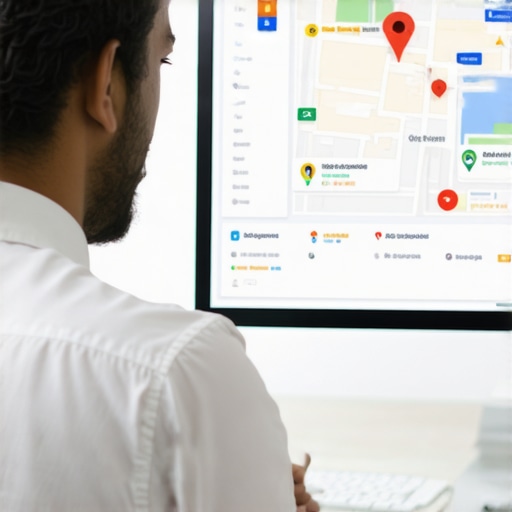 Analyzing Local SEO Data for Map Rankings Digital marketer reviewing Google Maps SEO metrics on a computer
