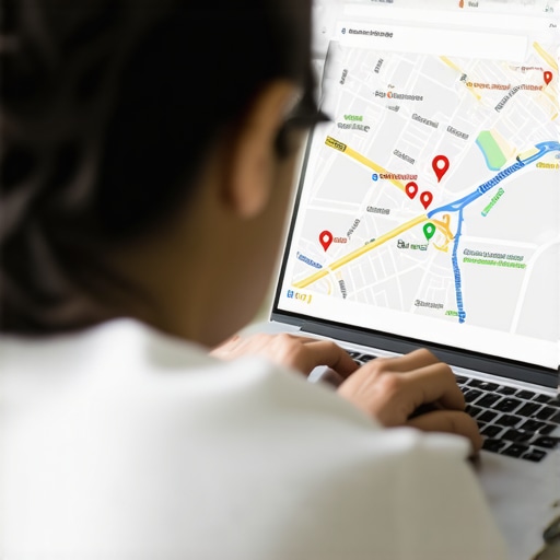 Person analyzing Google Maps and local SEO data on a laptop