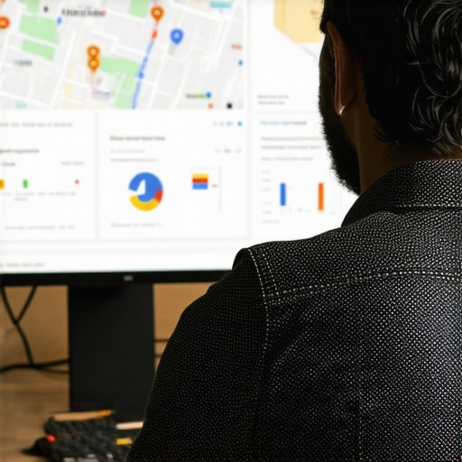 Business owner reviewing Google Maps analytics on a computer.