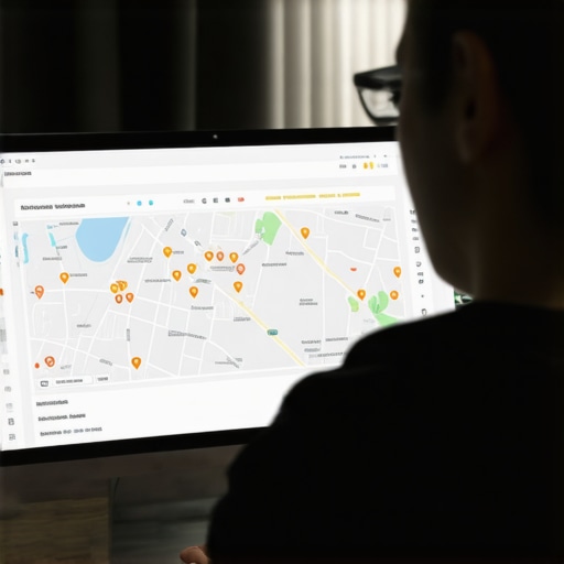 Constant Map Monitoring for SEO Success Person analyzing local SEO data and map rankings on computer screen.
