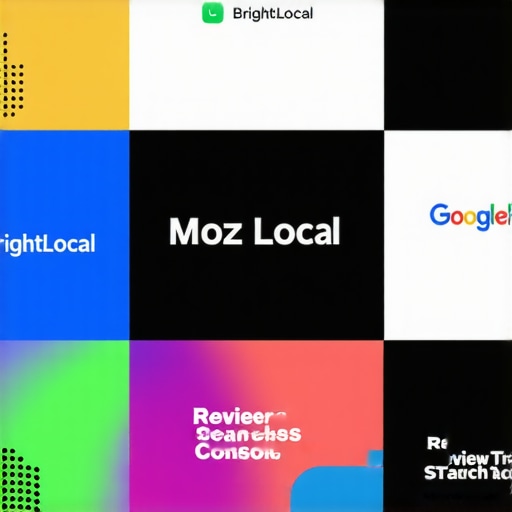 Screenshots of local SEO tools managing citations, reviews, and website health