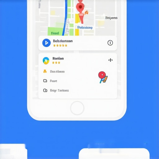 Diagram illustrating the process of optimizing a Google Maps business listing with annotations and SEO elements.