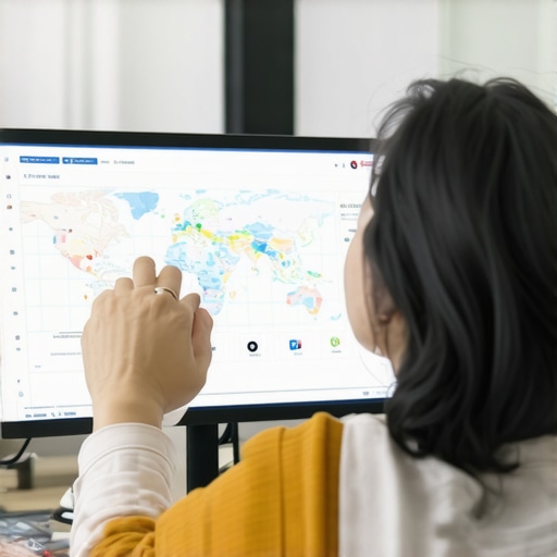 Analyzing Google Maps Data for SEO Person reviewing local SEO metrics on a computer for map ranking improvement