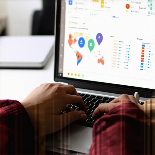 Person reviewing Google Maps and SEO analytics on a laptop.