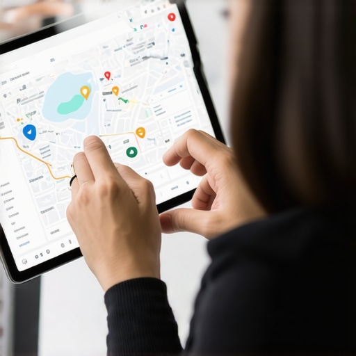 Person analyzing Google Maps performance metrics on a tablet
