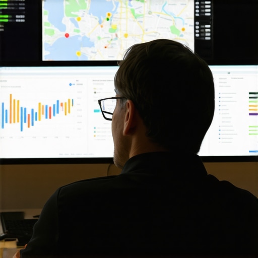 Person reviewing map analytics and SEO tools on a computer for maintaining Google Maps rankings.