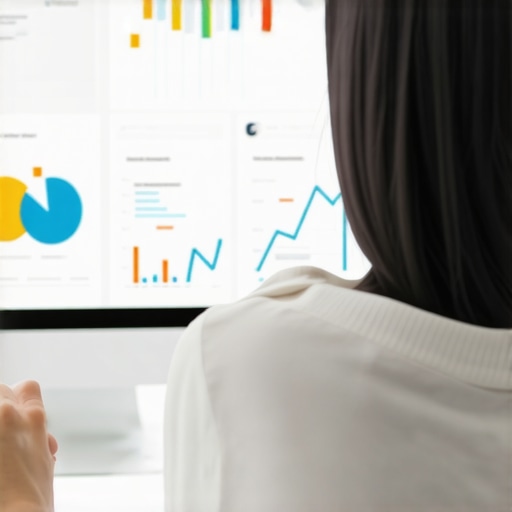 Map SEO Maintenance Dashboard Person reviewing local SEO metrics on a digital dashboard