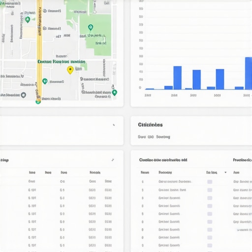 A digital dashboard displaying analytics and data tracking for Google Maps rankings and citations
