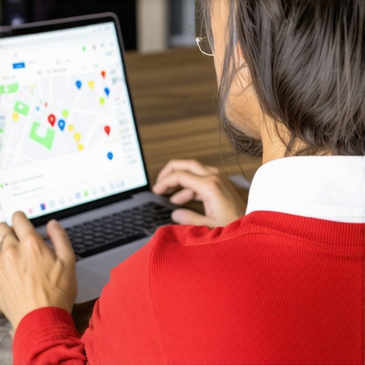 Business owner analyzing Google Maps data on a laptop to improve local rankings.