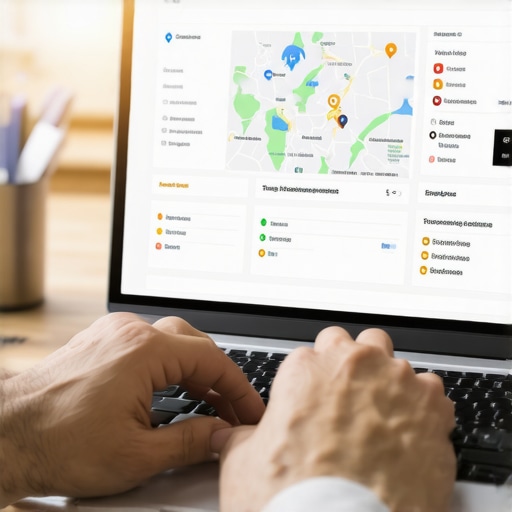 Person analyzing local SEO and map rankings using analytics software