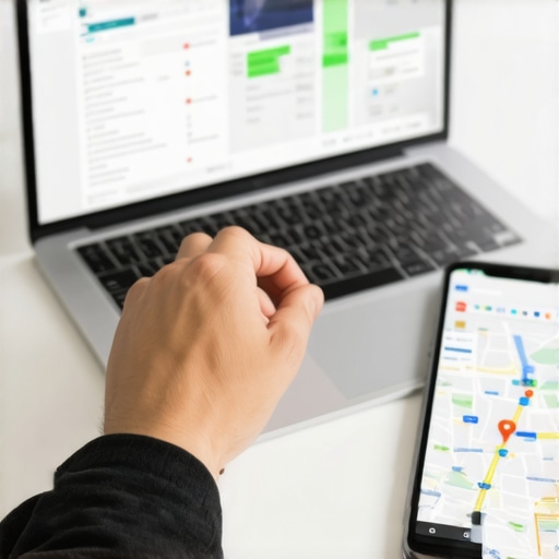 Person analyzing local SEO data on laptop and smartphone for Google Maps optimization