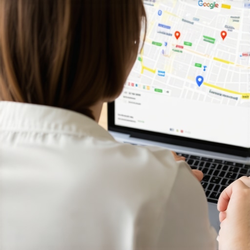 Person working on Google Maps SEO optimization on laptop