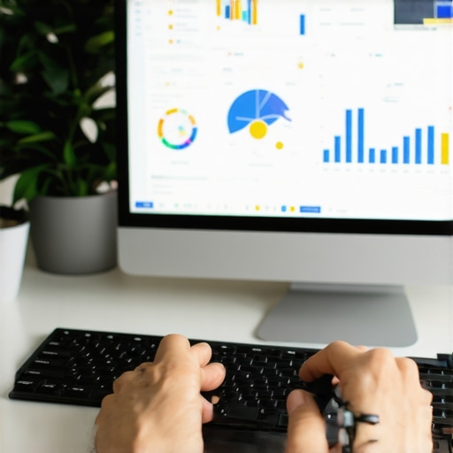 Person working with map SEO tools on a computer