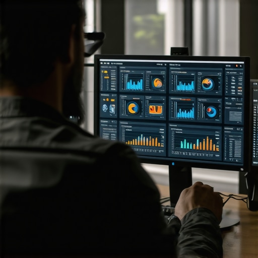 A marketing expert reviewing local search rankings and analytics on computer screens.