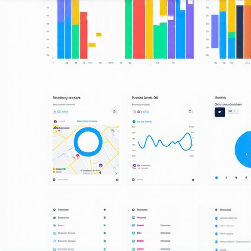 Digital dashboard displaying local SEO analytics and map rankings.