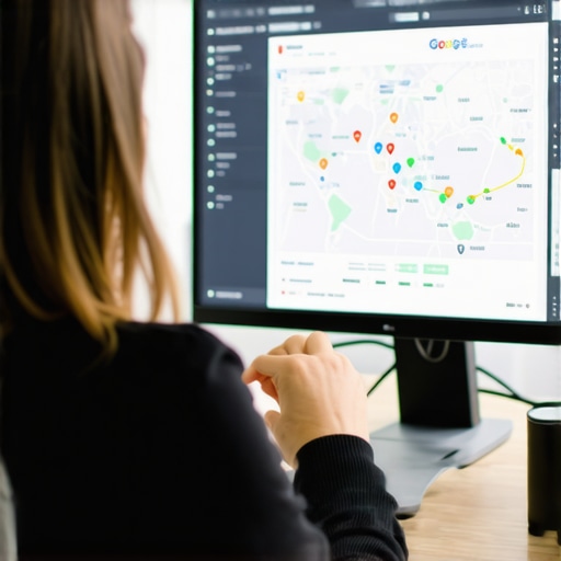 Person reviewing Google Maps data and rankings on a laptop.